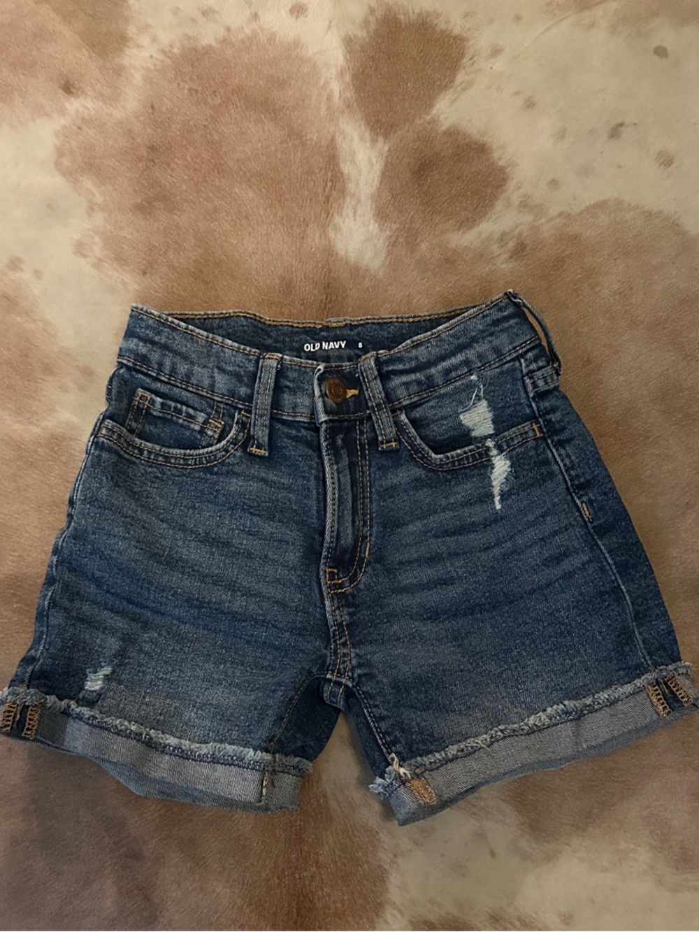 Old Navy Blue Distressed Roll-Cuff Denim Shorts